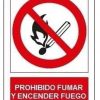 Señal prohibido fumar y encender fuego 400x300mm