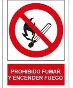Señal prohibido fumar y encender fuego 400x300mm