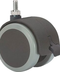 Rueda dk poliuretano espiga roscada con freno ø50 50kg alt:62 mm esp:10x15 mm