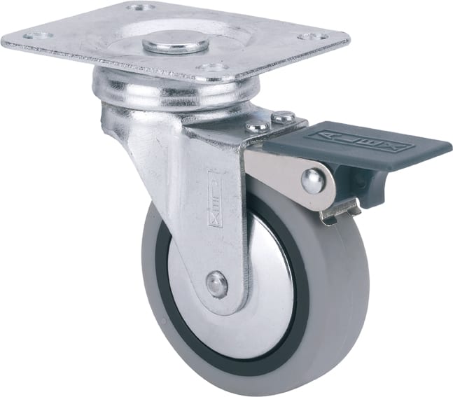 Rueda b-pgi con freno goma gris ø40 17kg alt:58 mm