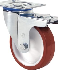 Rueda zv-pol con placa superior y freno ø100 150kg alt:133 mm