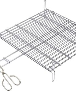 Parrilla acero inox con pinza 500x500x155 mm