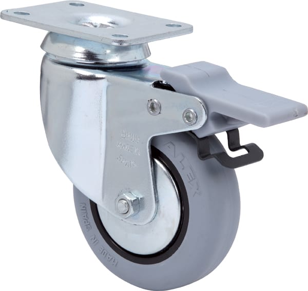 Rueda bh-pgi con freno y placa superior ø100 70kg alt:132 mm