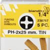 Blister 5 puntas destornillador tin ph 3x25