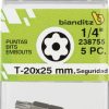 Blister 5 puntas destornillador 1/4" inv t 30x25