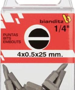 Blister 10 puntas destornillador 1/4" plana 6,5x1,2x25