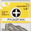 Blister 10 puntas destornillador 1/4" ph 3x25