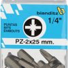 Blister 10 puntas destornillador 1/4" pz 2x25