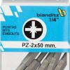 Blister 5 puntas destornillador 1/4" pz 2x50