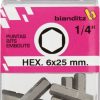 Blister 10 puntas destornillador 1/4" h 8,0x25