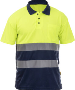 POLO ROCK HV SS YELLOW/NAVY T-M